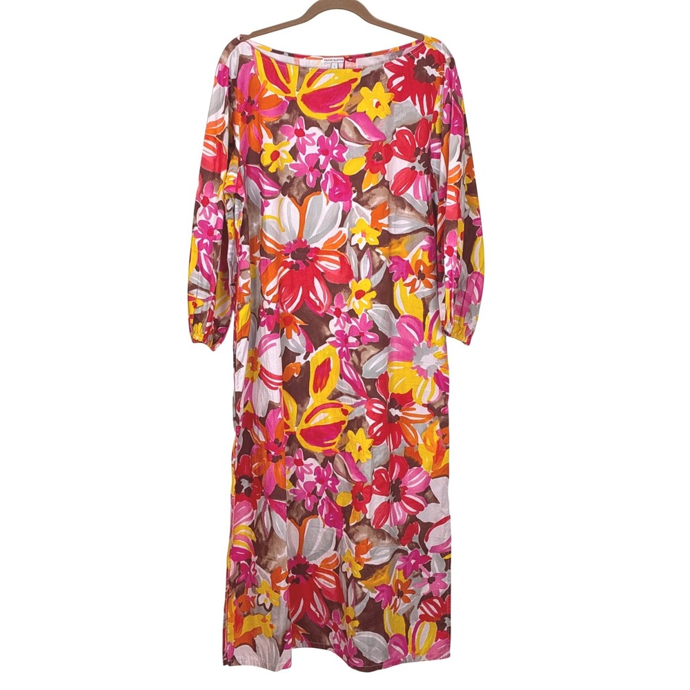 Frances Valentine Minnow Maxi Dress Floral Red Orange Large Boho NWT